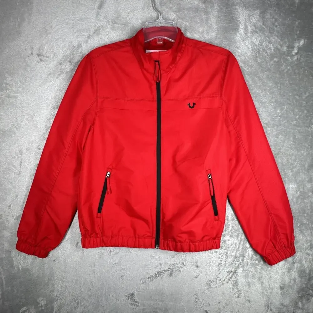 True Religion Jacket Mens Small Red Black Track Jacket Lightweight Street Preppy
